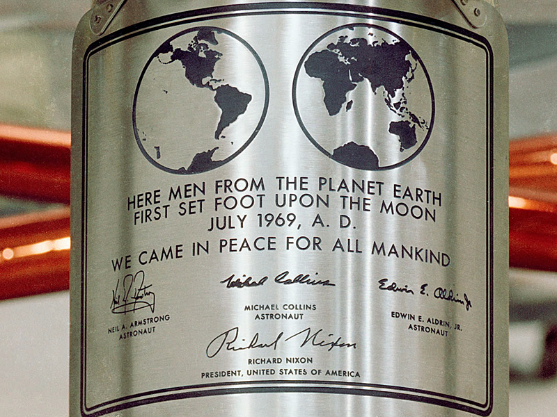 Apollo 11 plaque left behind on the Moon